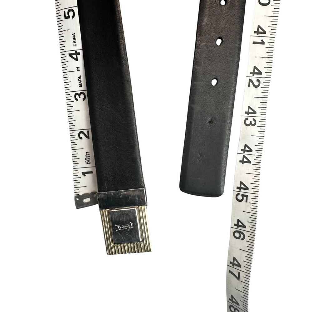 YSL Reversible Leather Belt Mixed Metal Vintage Minimalist Preppy Old Money - Picture 9 of 10
